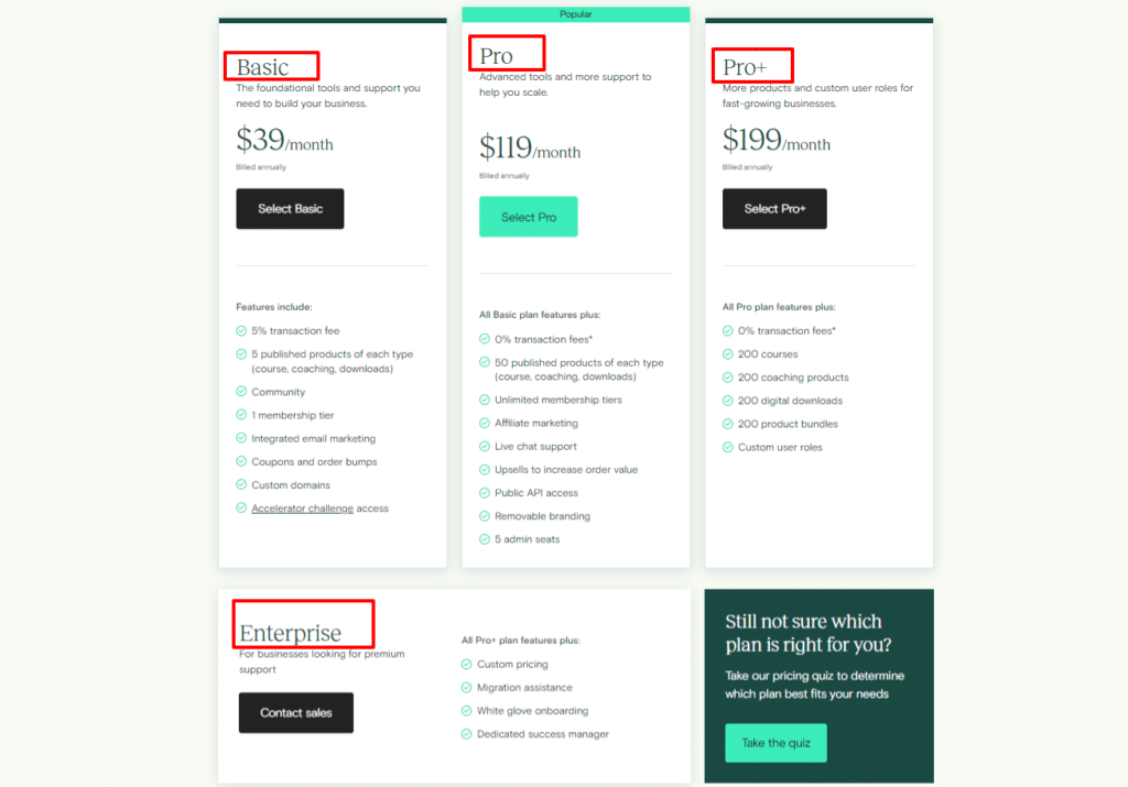 Teachable membership plan